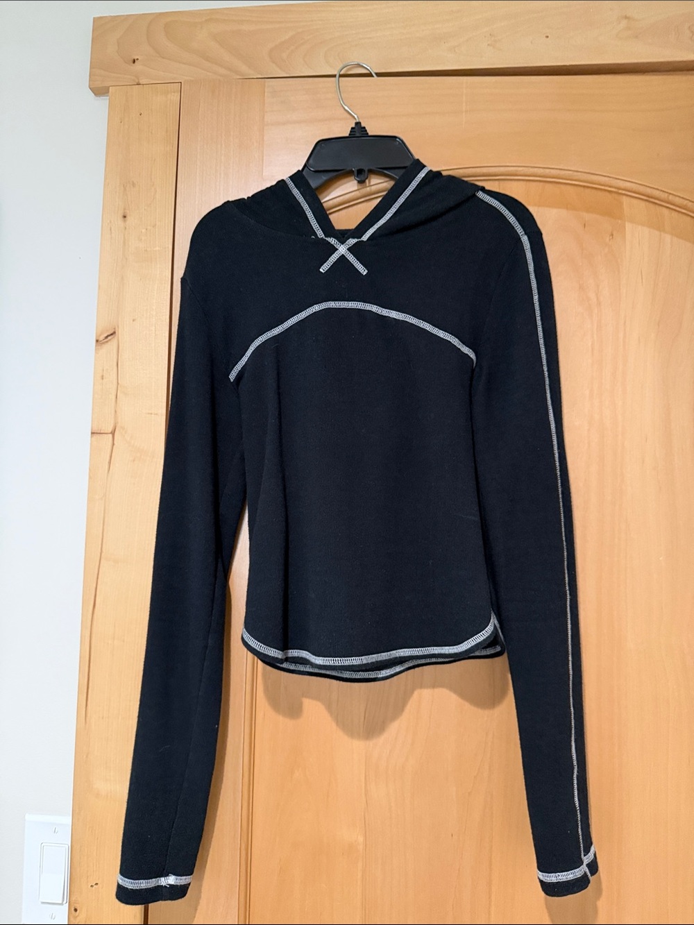 Urban Outfitters Black Hoodie with Gray Contrast Stitching